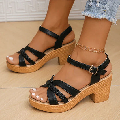 CM | | Elegantes sandalias con tacón alto y correa ajustable al tobillo