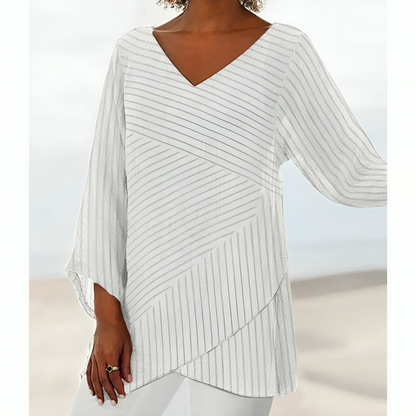 CM | Blusa casual a rayas de manga larga para mujer