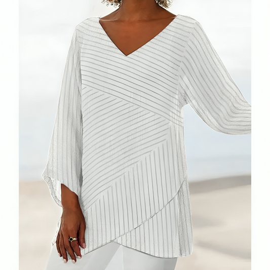 CM | Blusa casual a rayas de manga larga para mujer