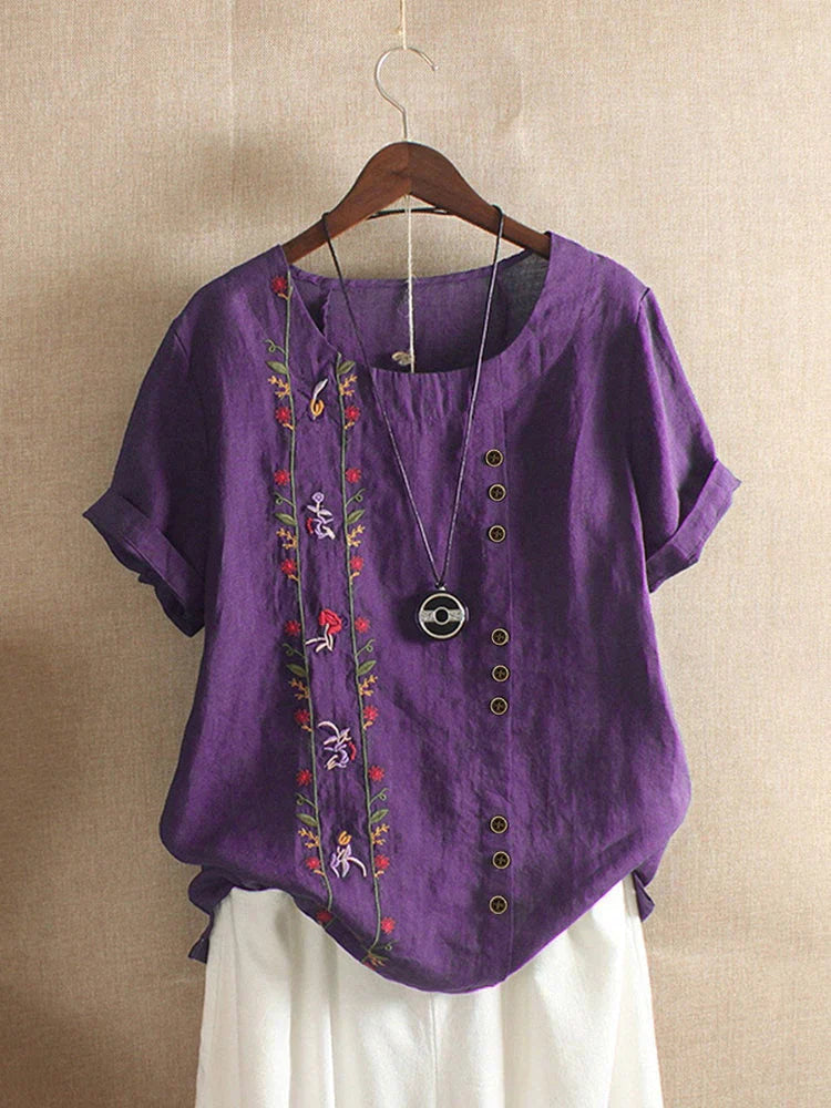 CM | Blusa Bordada Rosa Manga
