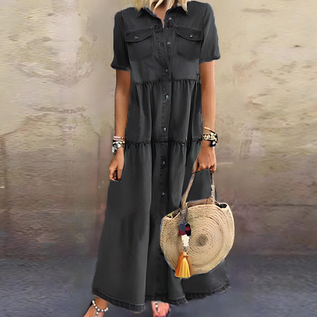 CM | Maxi vestido con tapeta de botones