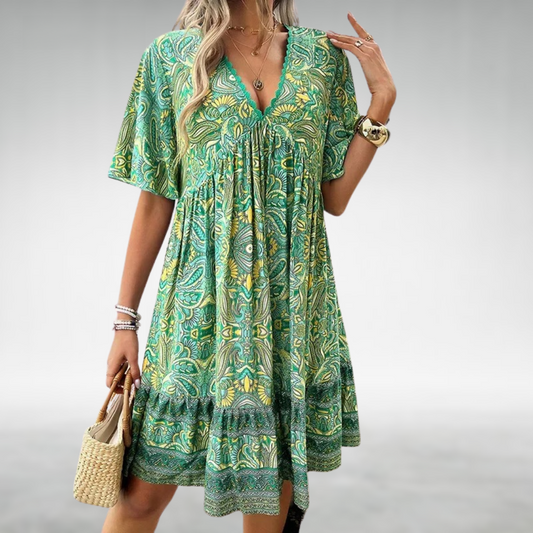 CM | Verano Boho Paisley Print Mini Vestido