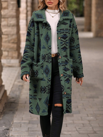 CM | Elegante abrigo largo de estilo étnico