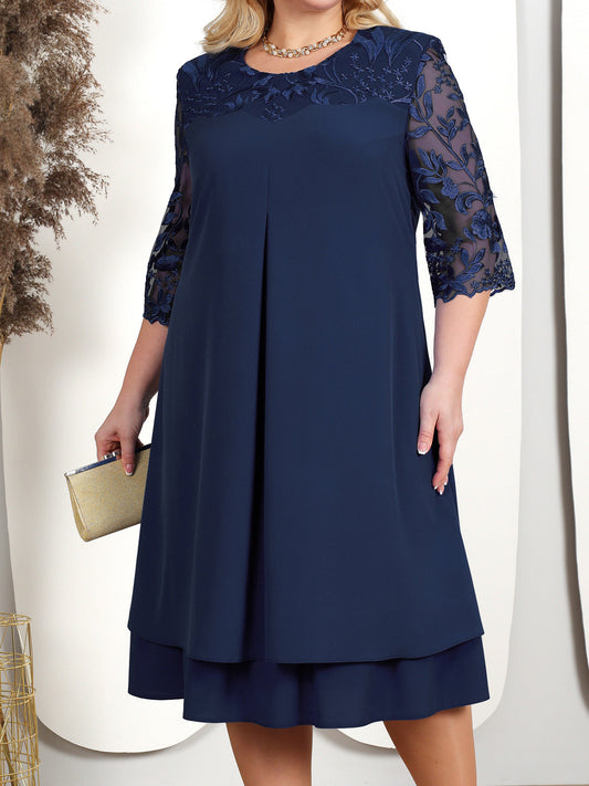 CM | Vestido midi de algodón con hombros de encaje