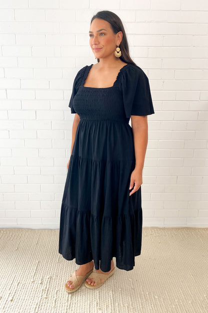 CM | Femenino vestido midi sin hombros