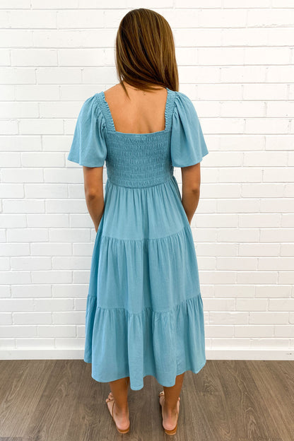 CM | Femenino vestido midi sin hombros