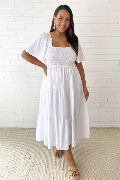 CM | Femenino vestido midi sin hombros