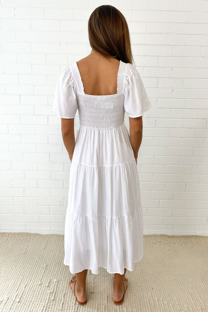 CM | Femenino vestido midi sin hombros