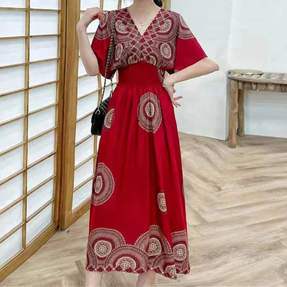 CM | maxi vestido boho con estampado floral y mangas kimono