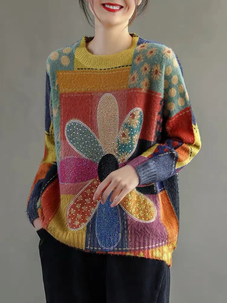 CM Elegante jersey con estampado floral