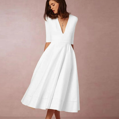 CM | elegante vestido midi de aspecto vintage para mujer