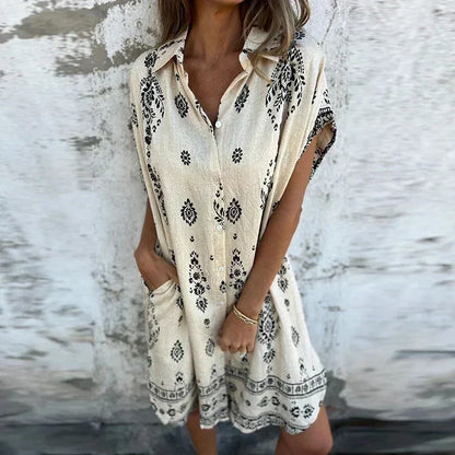CM | Vestido midi con bolsillos abotonados