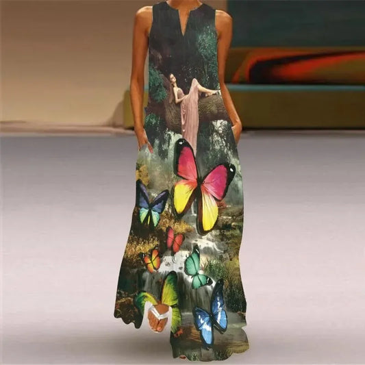 CM | Vestido largo con estampado retro