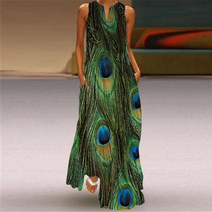 CM | Verano Sexy Maxi Vestidos Mujeres Sin Mangas Cuello en V Túnica Fiesta 2025 Retro Loose Beach Vestidos Y2k S-5XL