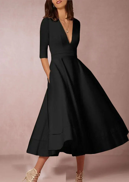 CM | elegante vestido midi de aspecto vintage para mujer