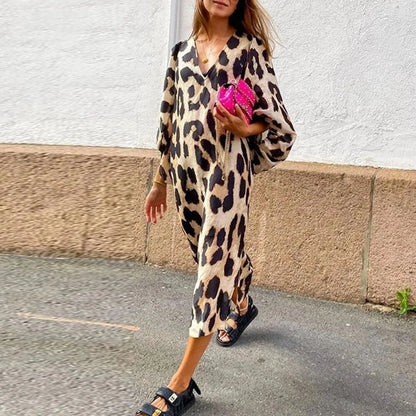 CM | Vestido midi de lujo con estampado de leopardo
