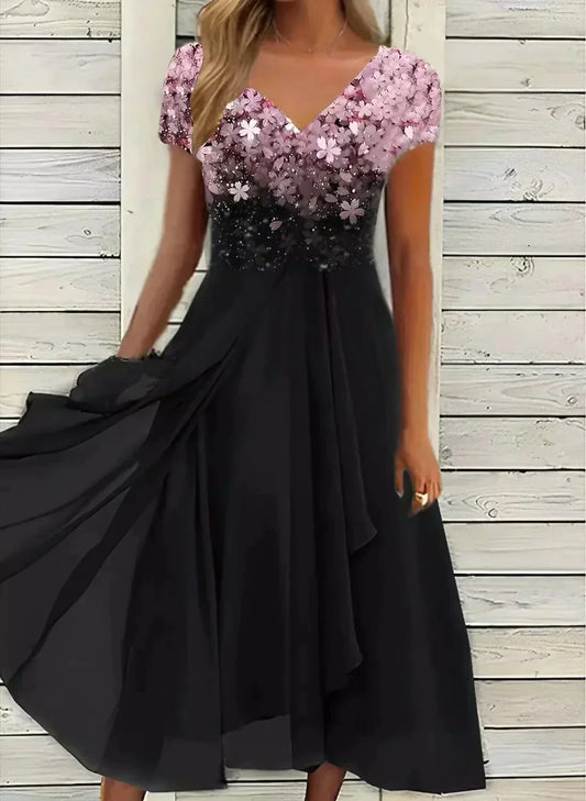 CM | elegante vestido midi con falda amplia