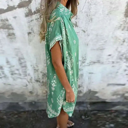 CM | Vestido midi con bolsillos abotonados