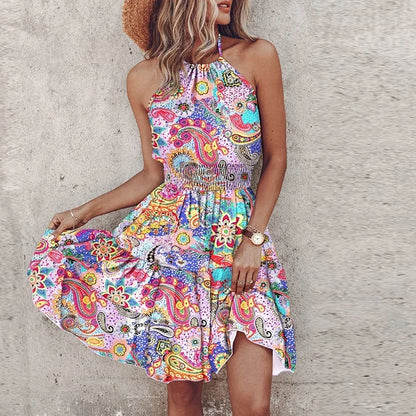 CM | Minivestido estampado irregular sin espalda
