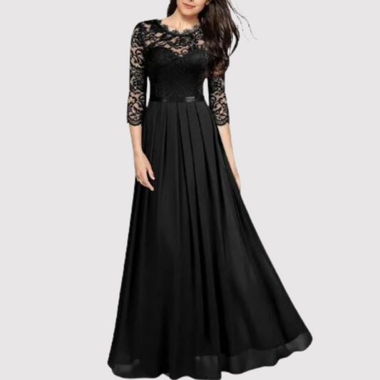 CM | Elegante maxi vestido con detalles de encaje para cualquier ocasión