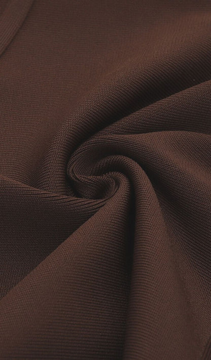 CM | MINI VESTIDO VENDAJE SIN TIRANTES EN MARRÓN