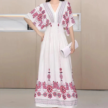 CM | maxi vestido boho con estampado floral y mangas kimono