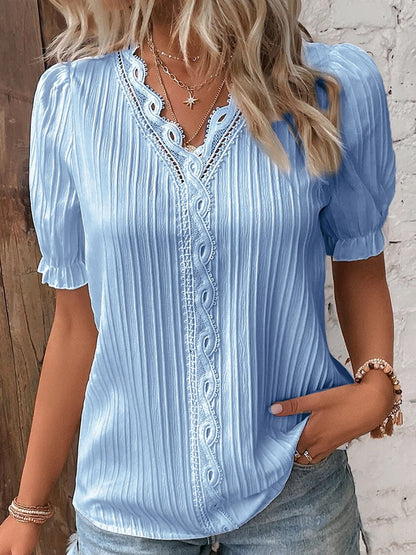 CM | Blusa Blusa de encaje con mangas abullonadas