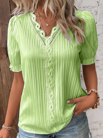 CM | Blusa Blusa de encaje con mangas abullonadas