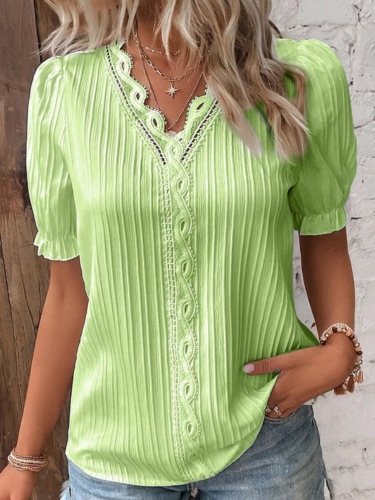 CM | Blusa Blusa de encaje con mangas abullonadas