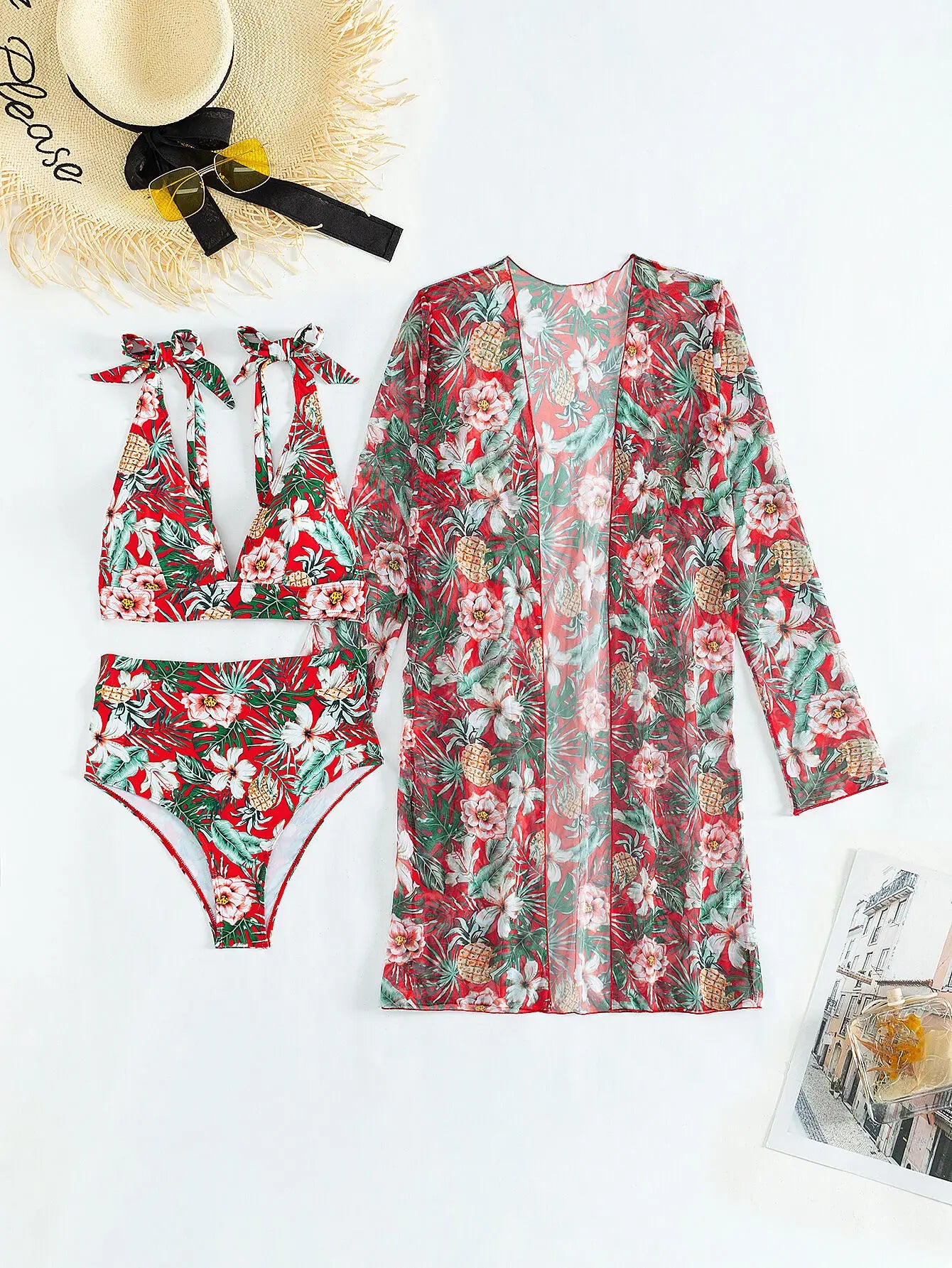 CM | Bikini sexy con estampado floral y superposición