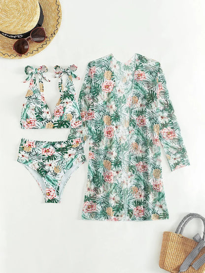 CM | Bikini sexy con estampado floral y superposición