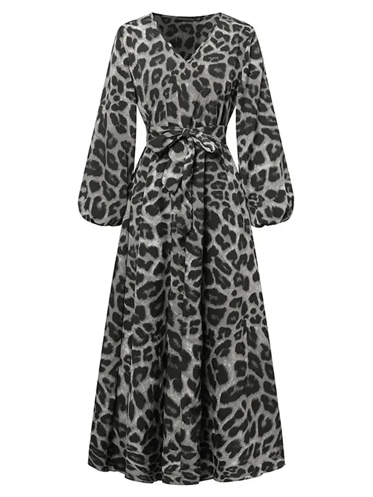 CM | Vestido largo con estampado de leopardo