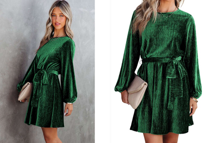 CM | Mini vestido de terciopelo de manga larga