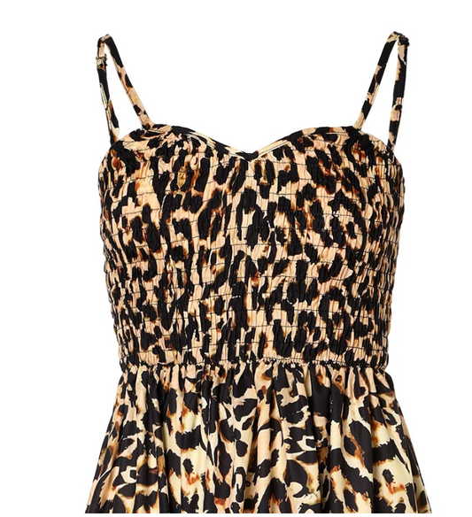 CM | Maxi vestido con estampado de leopardo y tirantes finos