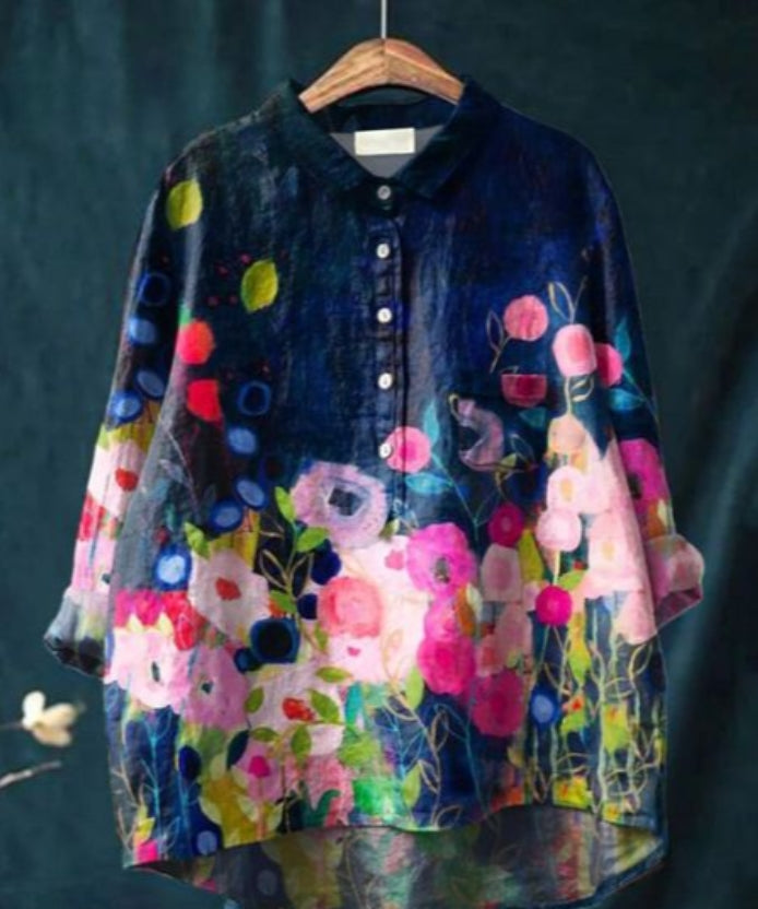 CM | Blusa chic de seda con flores