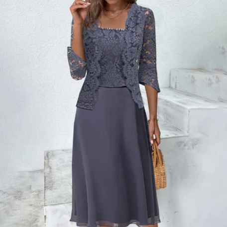CM | Amelia - Vestido midi con estampado de encaje