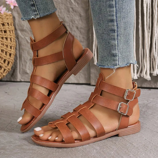 CM | | Elegantes Sandalias para Mujer Marrón Blanco