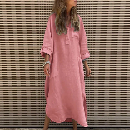 CM | Vestido maxi casual en mezcla de algodón