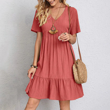 CM | Minivestido boho de moda con dobladillo de volantes
