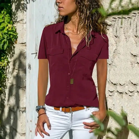 CM | Blusa Camisa Señoras Borgoña