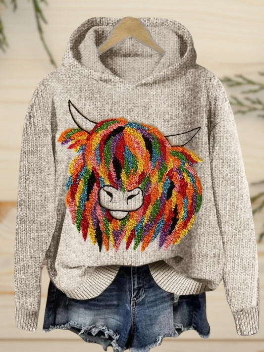 CM | Arte de la vaca de colores Jersey de punto acogedor