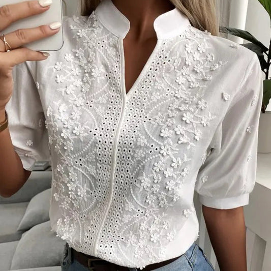 CM | Blusa blanca clásica para mujer