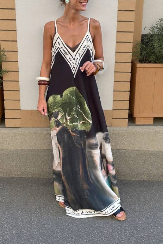 CM | maxi vestido de tirantes con estampado floral en tinta Unique
