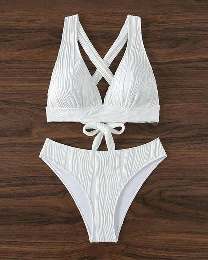CM | Bikini sexy monocolor con escote profundo en V