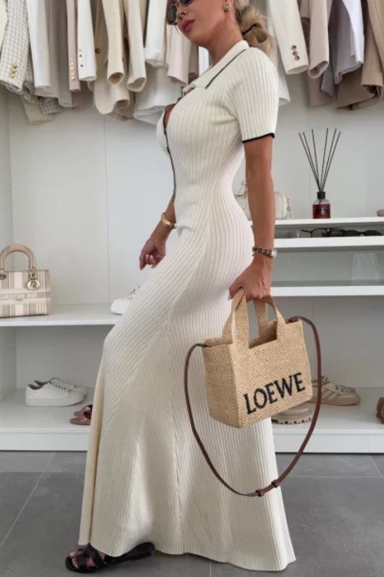 CM | Color Sólido Sin Espalda Off-Shoulder Fruncido Delgado Maxi Vestido