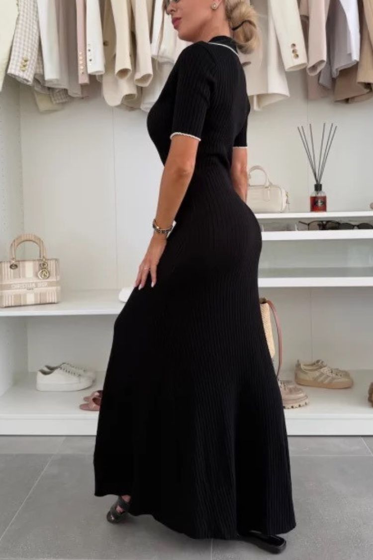 CM | Color Sólido Sin Espalda Off-Shoulder Fruncido Delgado Maxi Vestido