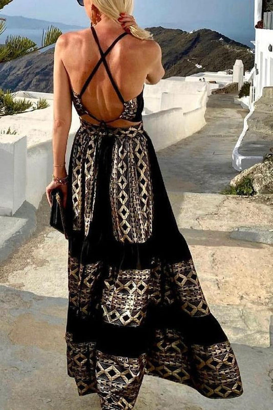 CM | Cócteles al atardecer Vestido maxi sin espalda