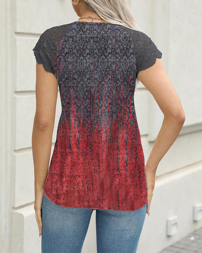 CM | Blusa Casual Estampado Cuello en V Manga corta