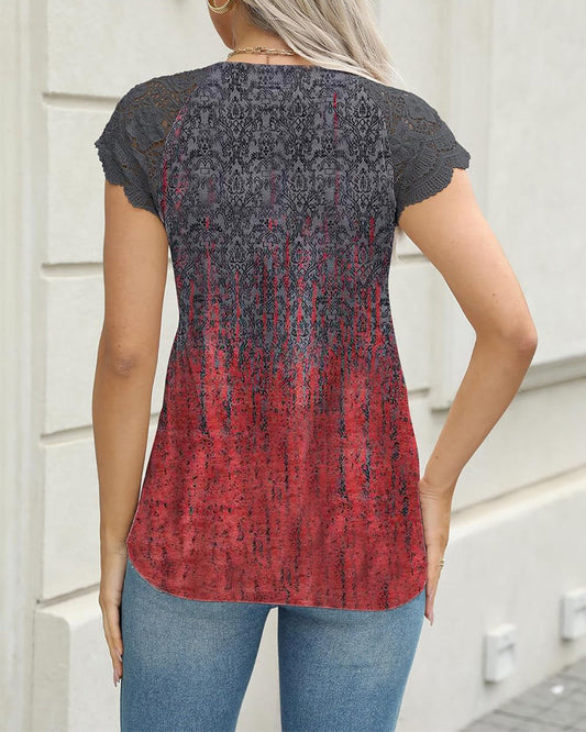 CM | Blusa Casual Estampado Cuello en V Manga corta
