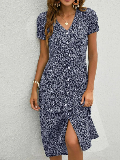 CM | Vestido corto con estampado y botones